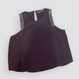 Astr Dark Grey sleeveless top w/ silver beading accents,  SZ M